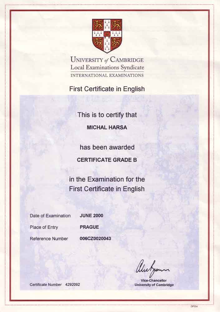 University of Cambridge: First Certificate in English (1)